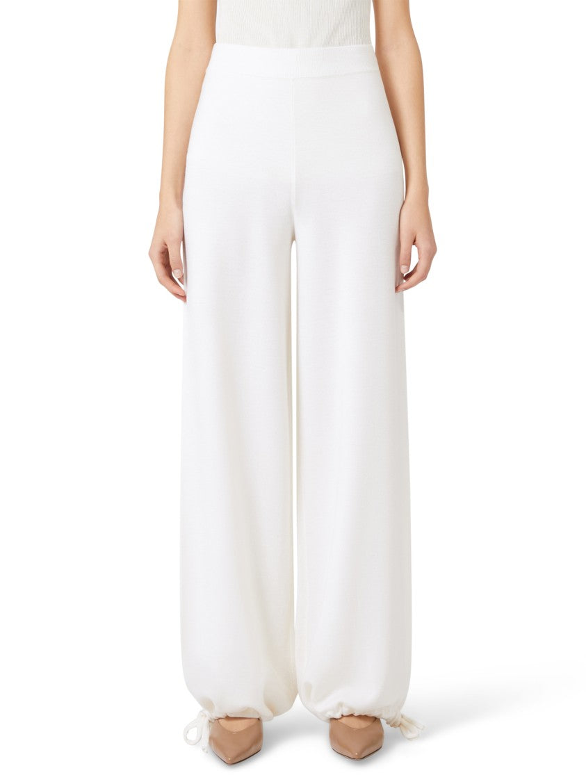 Max Mara Wide-Leg Trousers With Gathered Cuffs In Soft Fabric