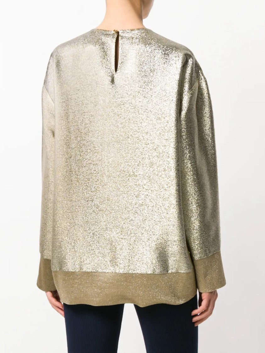 Stella Mccartney Gold Boxy Metallic Metallic Sweater