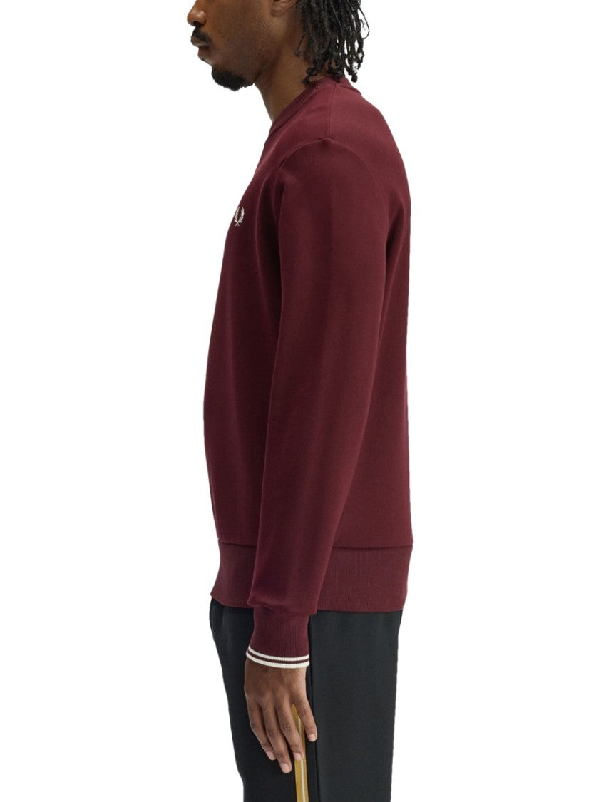 Fred Perry Burgundy Cotton Embroidered Logo Sweatshirt