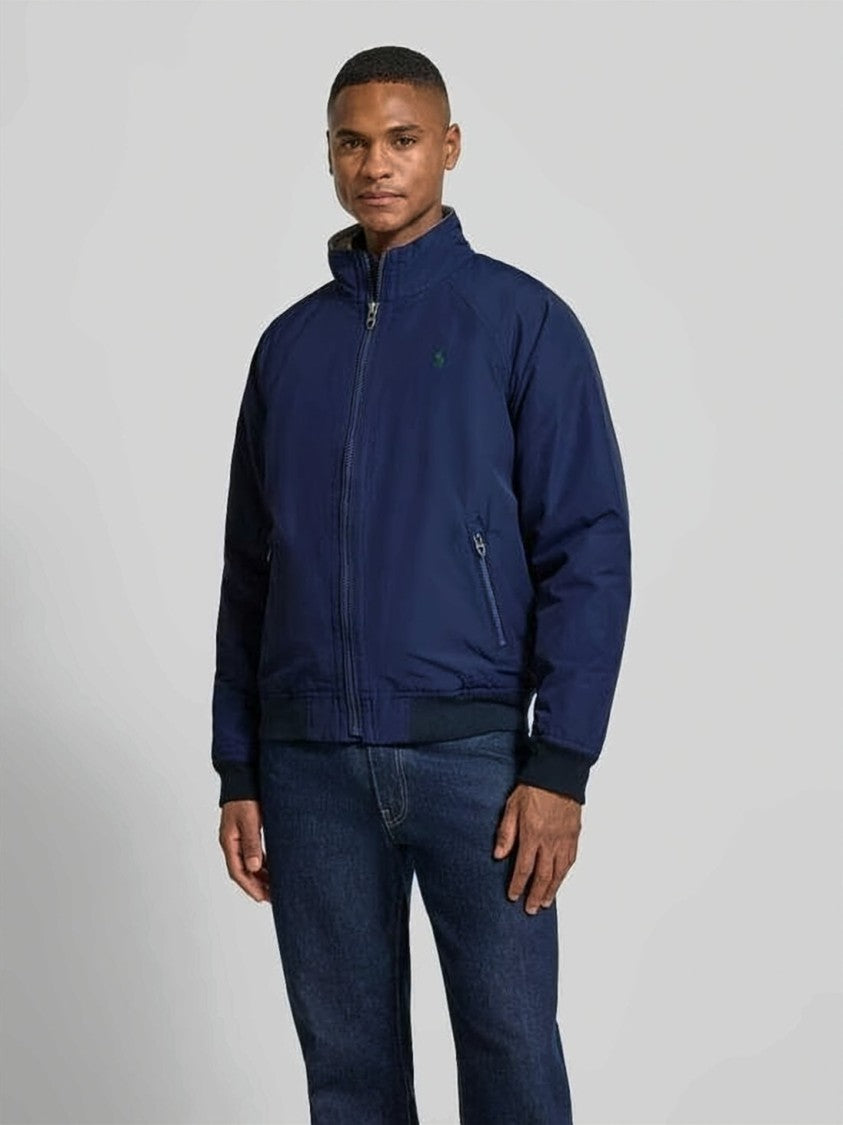 Polo Ralph Lauren Blue Solid Front Zipper Stand Collar Jacket
