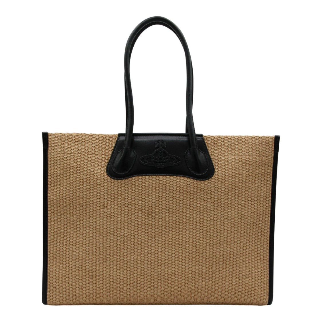 Vivienne Westwood Structured Tote Bag With Woven Texture And Leather Trim
