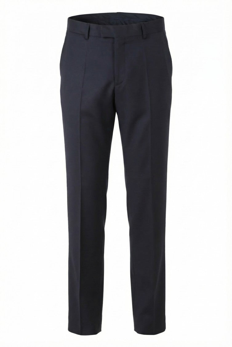 Boss Dark Blue Lenon Straight-Leg Wool Trousers