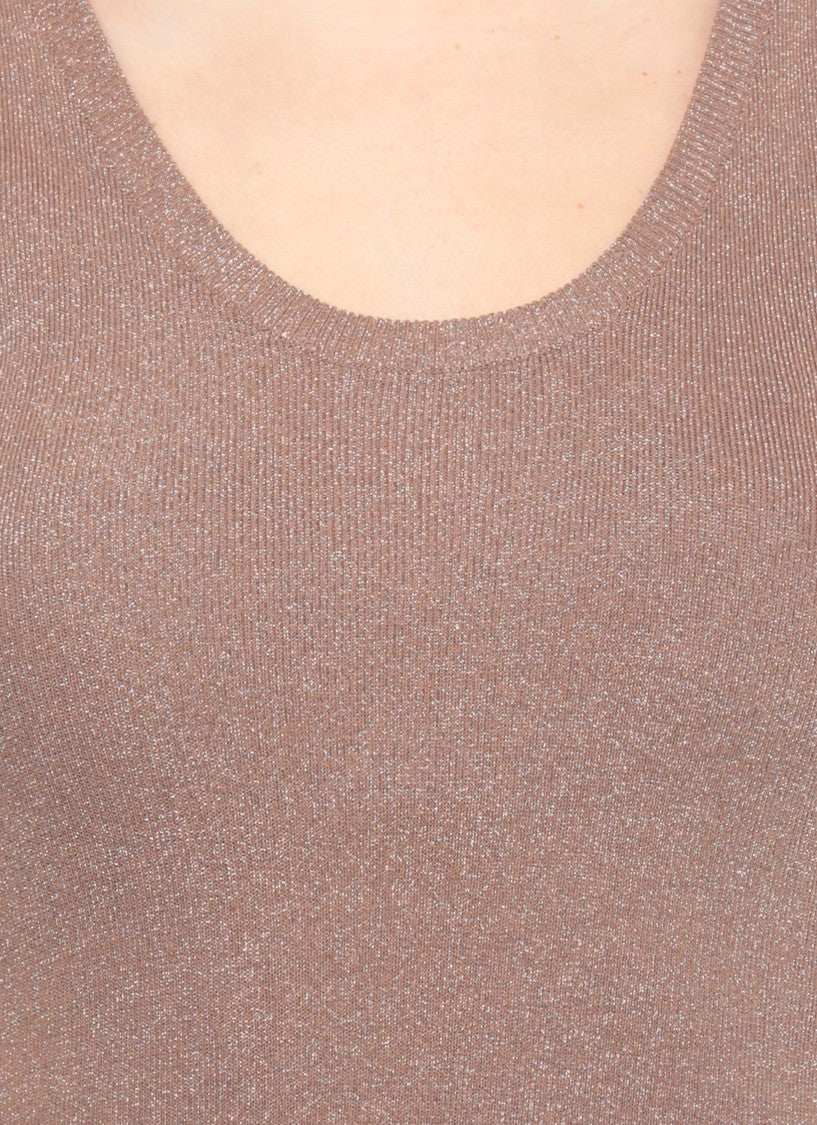 Fabiana Filippi Brown Lurex Viscose Tank Top