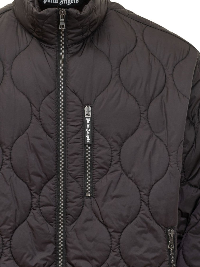 Palm Angels Quilted Casual Jacket With High Collar