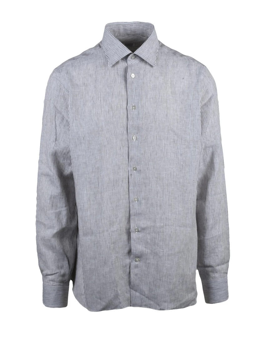Borriello White/Beige Cotton Linen Shirt