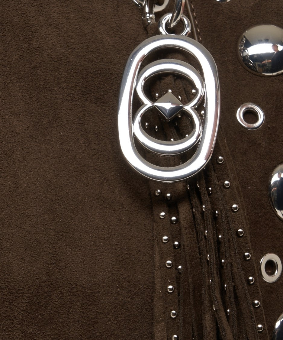 La Carrie Olive Eco Suede Shopper With Studded Accents