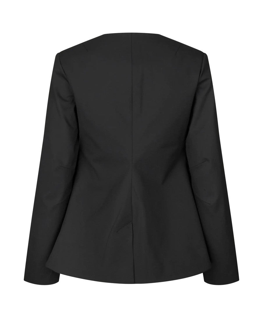 Samsøe Samsøe Black Sarhino Round Neck Fitted Blazer