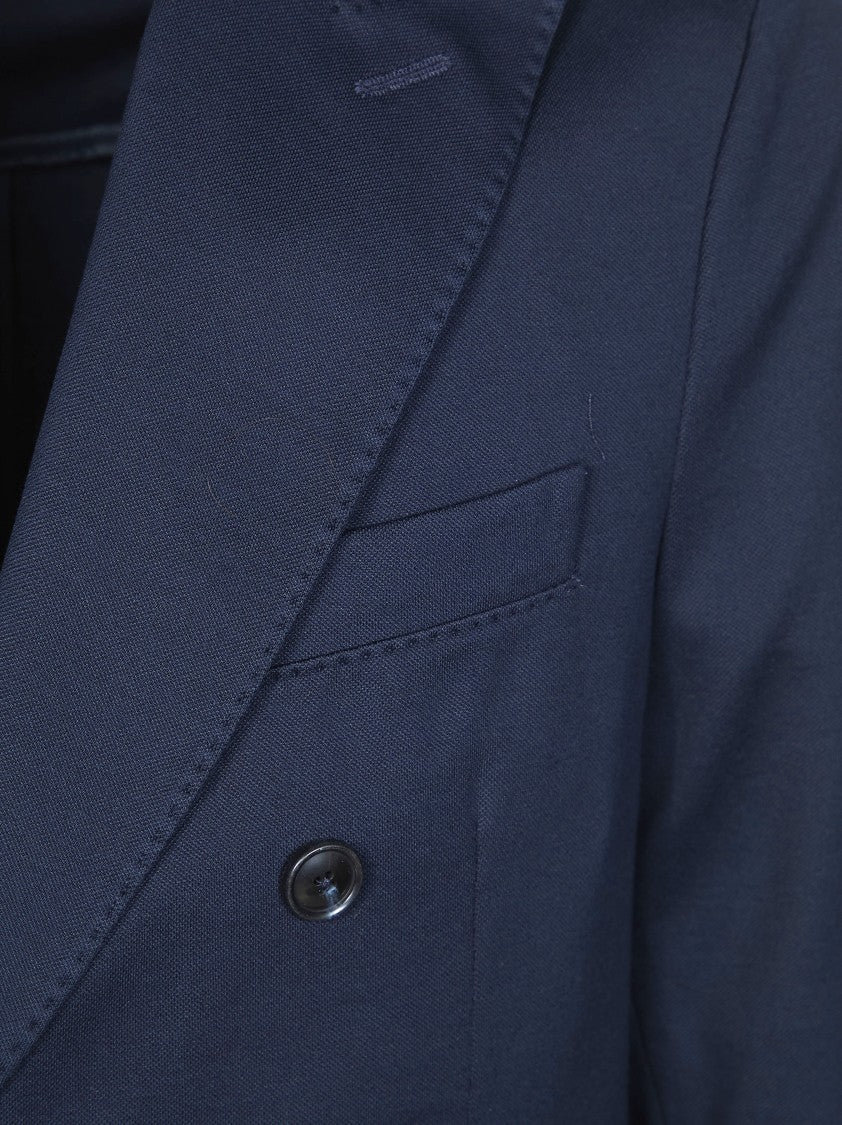 Circolo Navy Symmetrical Black Button Piquet Blazer