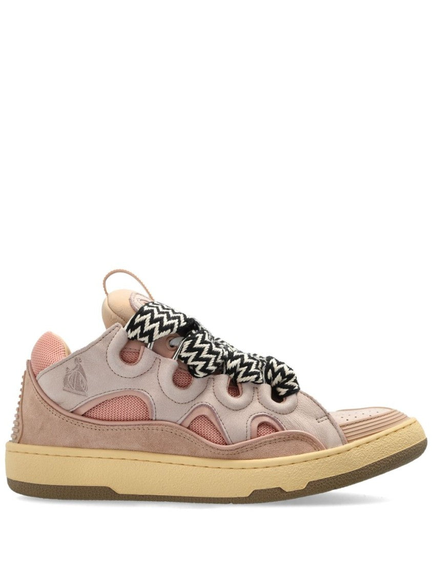 Lanvin Panelled Pink Sneakers With Bold Contrast Laces
