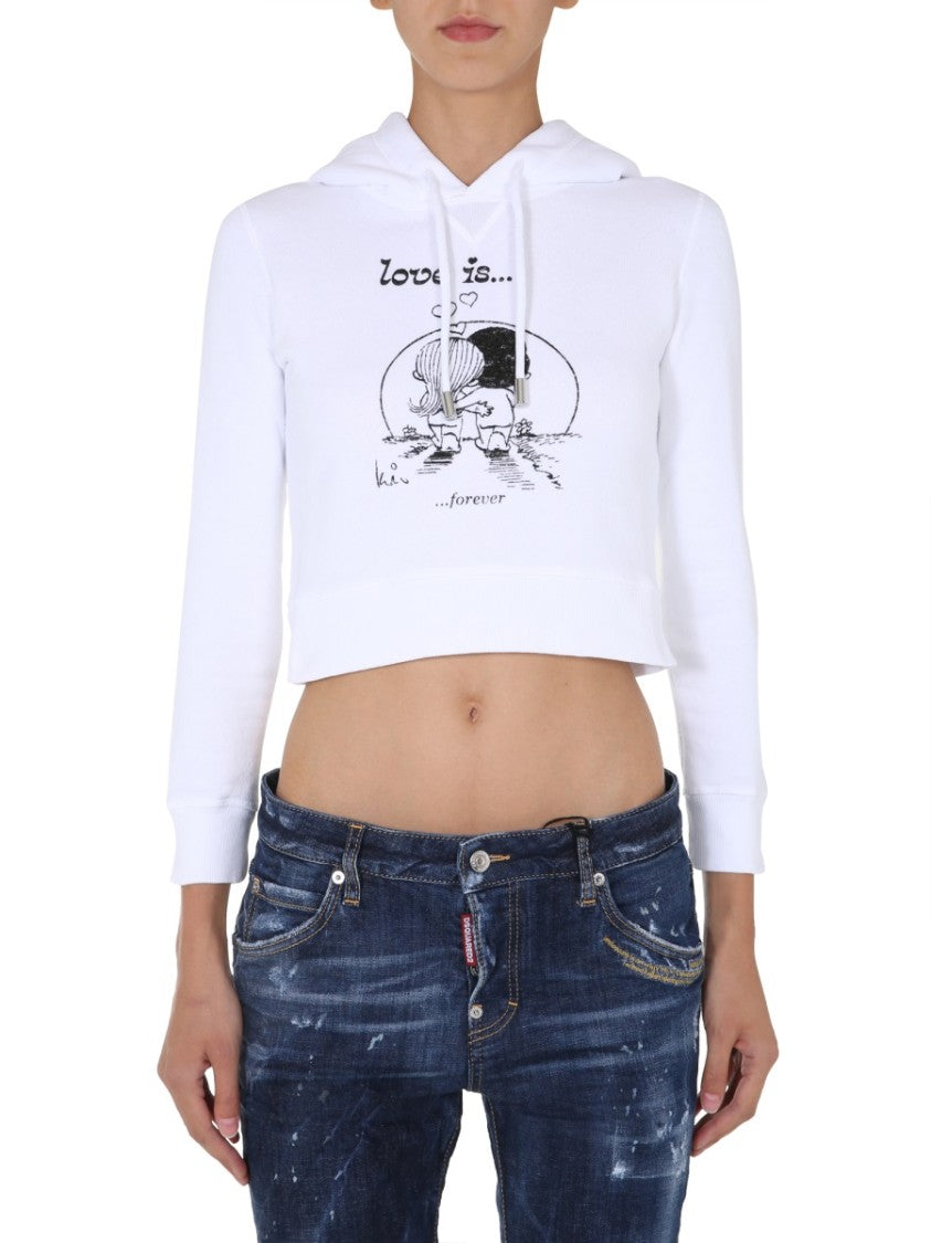 Dsquared2 Cropped Hoodie With Playful Graphic
