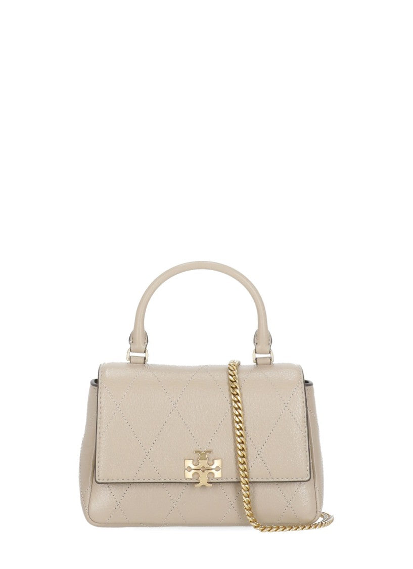 Tory Burch Beige Quilted Leather Gold Hardware Mini Shoulder Bag