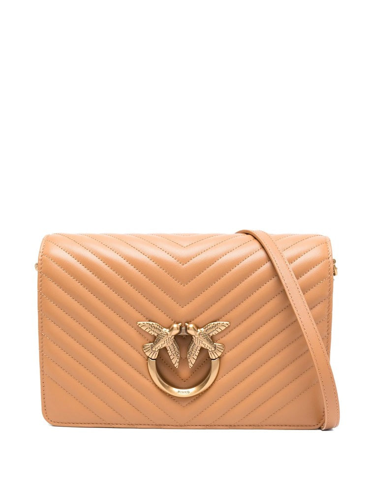 Pinko Chevron Quilted Shoulder Bag With Gold Clasp Detail