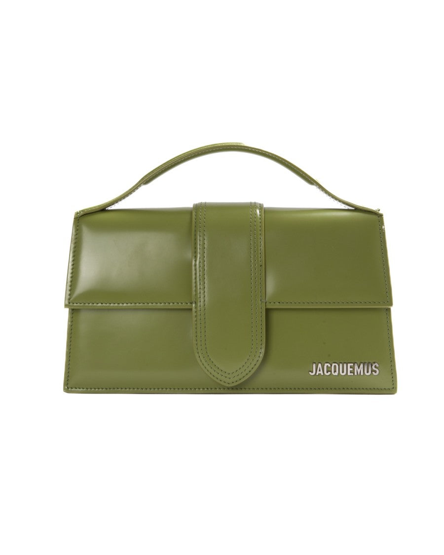 Jacquemus Le Grand Bambino Rectangular Handbag In Glossy Green Leather