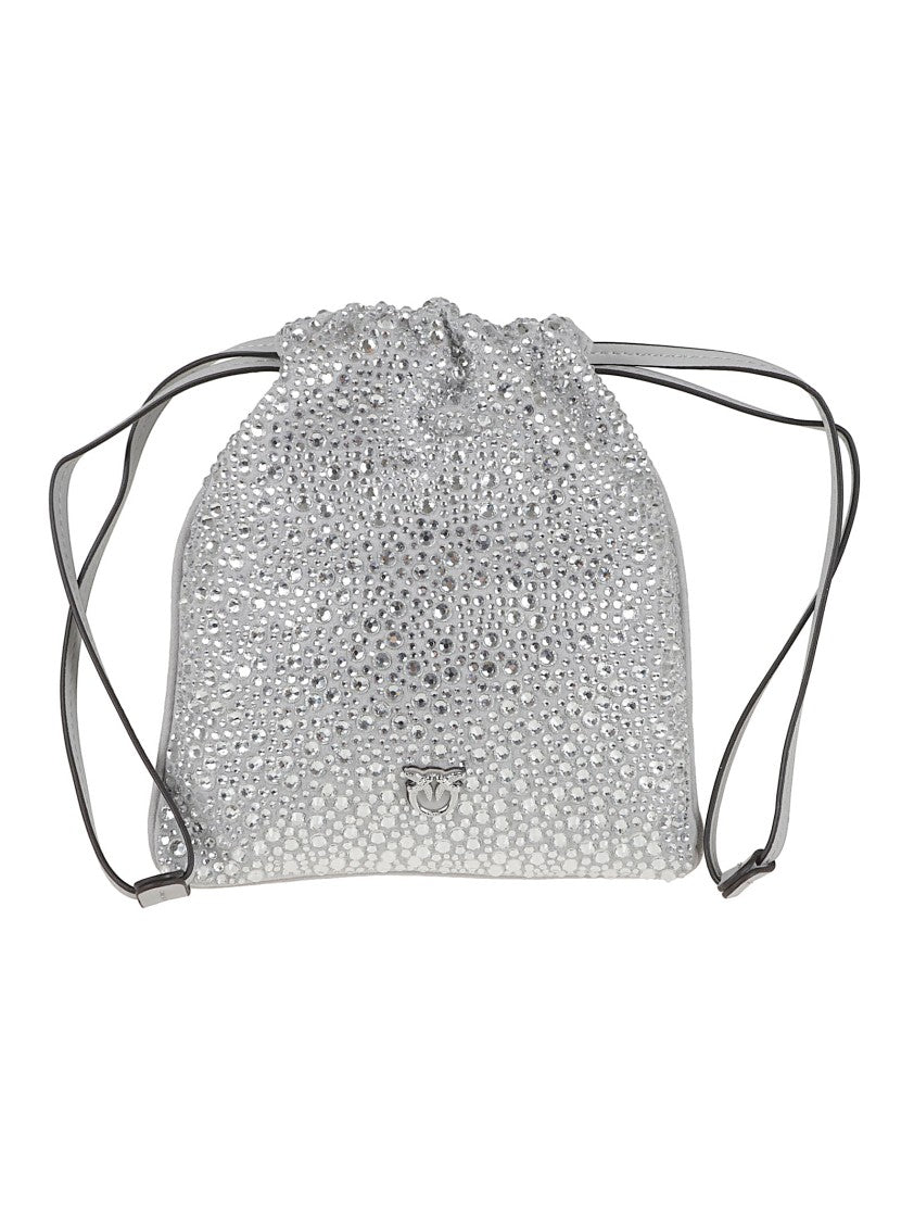 Pinko Rhinestone-Embellished Slouchy Fabric Bag