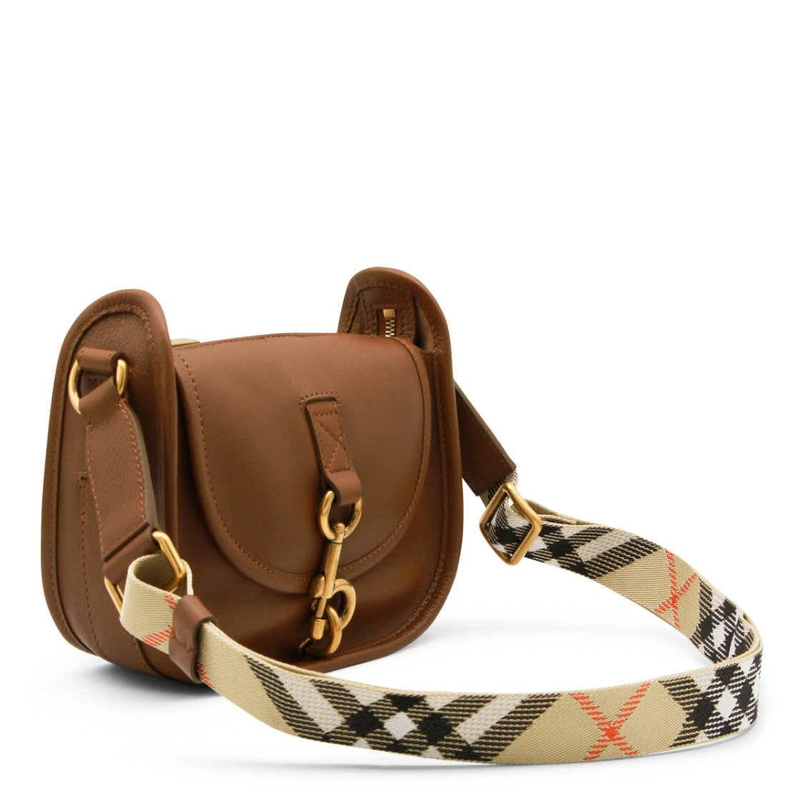 Burberry Brown Leather Shoulder Bag With Gold-Tone Details