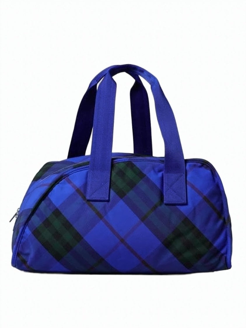 Burberry Tartan Pattern Duffle Bag With Durable Nylon Construction