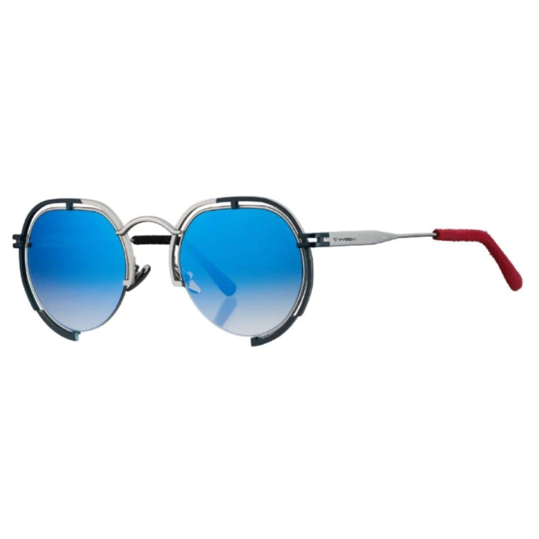 Vysen P-2 Round Gradient Blue Lens Sunglasses With Silver Frame