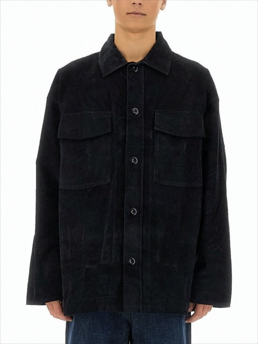 Margaret Howell Relaxed Fit Black Long-Sleeve Shirt With Classic Collar And Button-Down Front