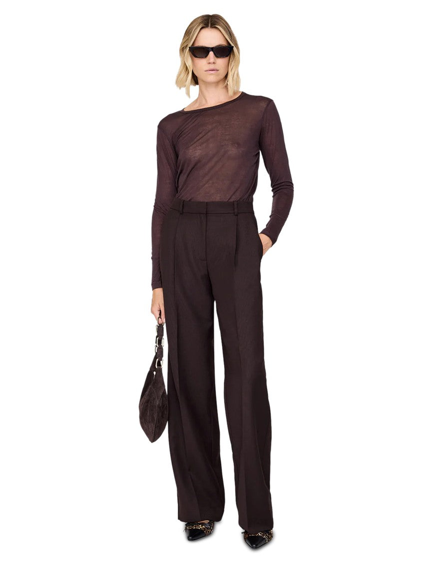 Anine Bing High-Waisted Wide-Leg Trousers With Front Pleats