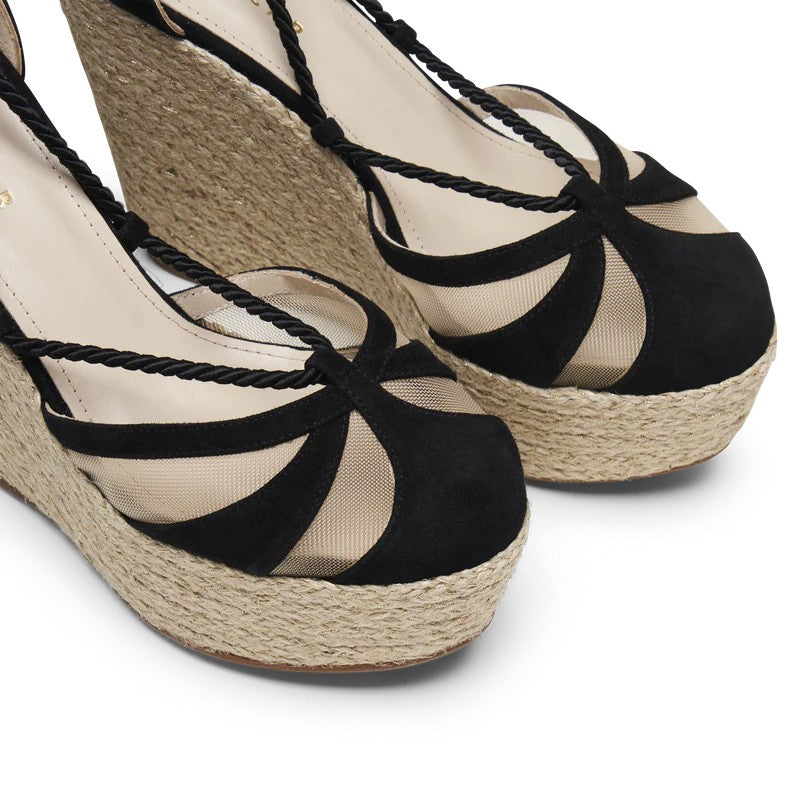 M+E' Wedge Sandals With Suede And Mesh Detailing
