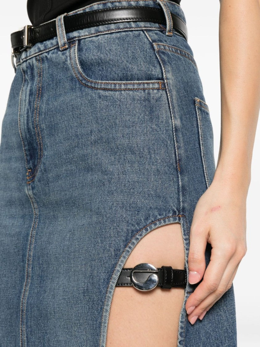 Coperni Blue High Waist Denim Side Skirt