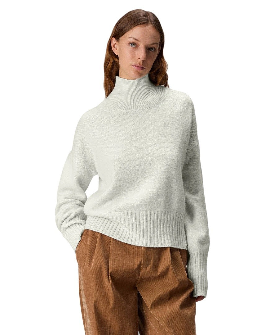 Peuterey Relaxed Silhouette White Carded Wool Sweater