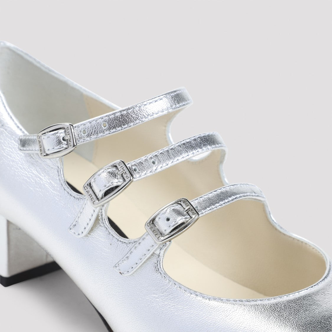 Carel Paris Kina Mary Jane Silver Patent Leather Pumps