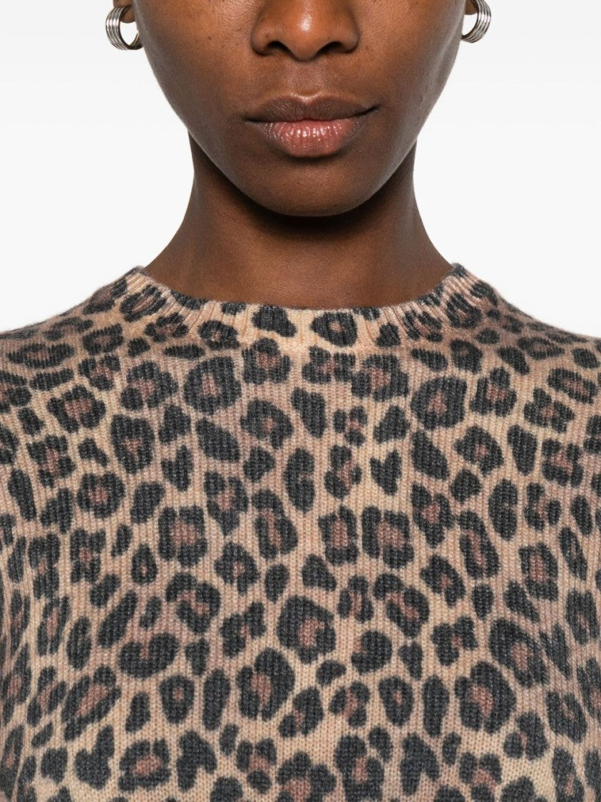 Mc2 Saint Barth Multicolored Wool-Blend Sweater With Leopard Print