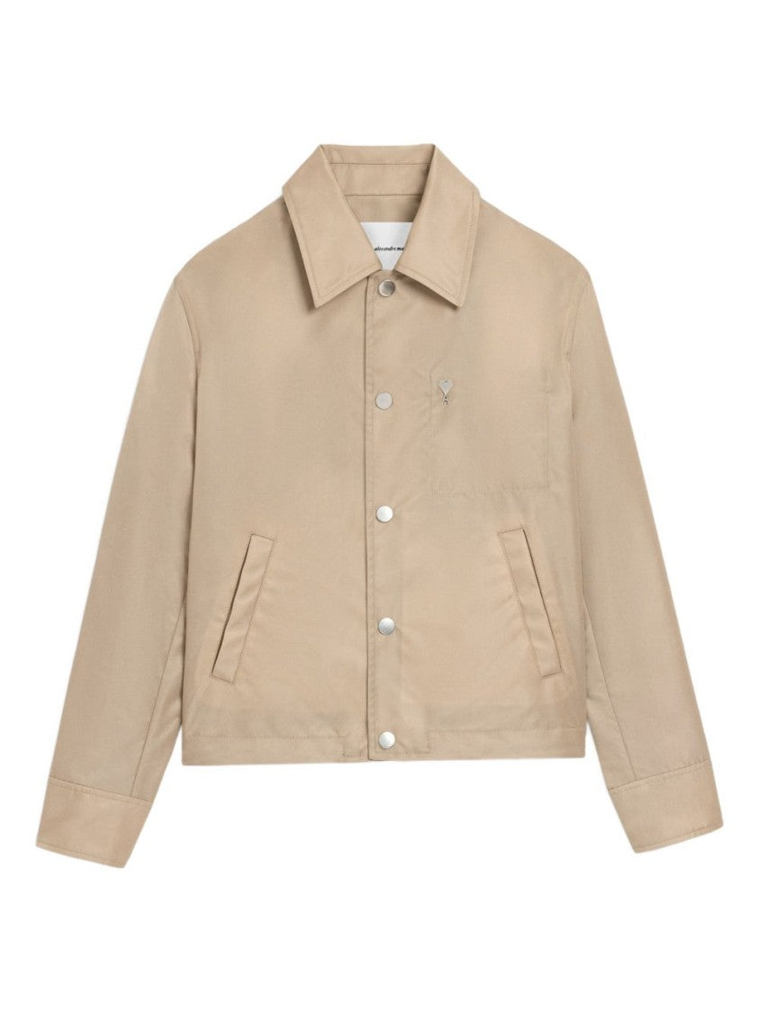 Ami Paris Beige Water-Repellent Jacket With Minimalist Design