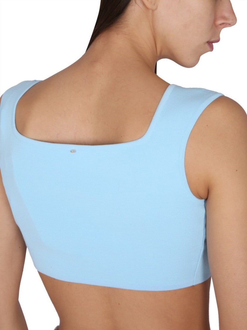 Max Mara Square Neck Crop Top In Lightweight Cotton