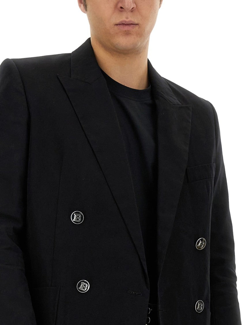 Balmain Double-Breasted Jacket With Peaked Lapels
