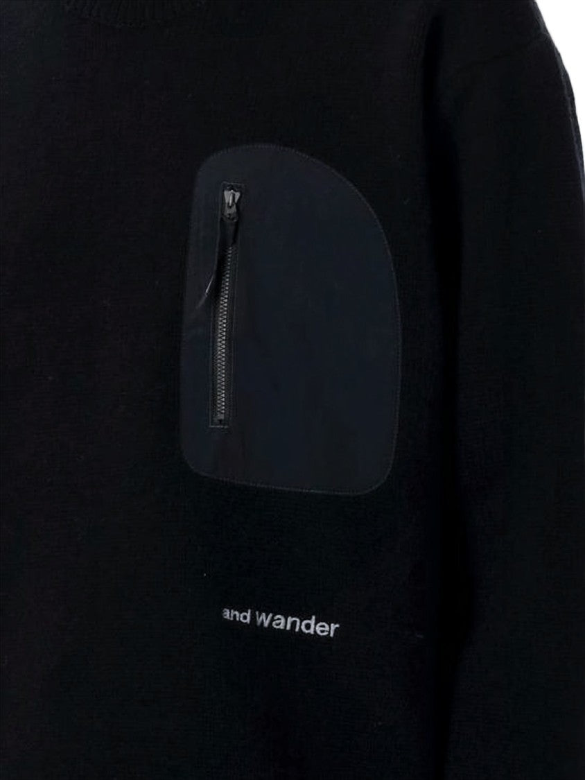 And Wander Relaxed Fit Black Sweater