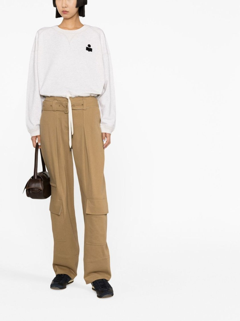 Isabel Marant Étoile Cropped Beige Sweatshirt With Logo Print