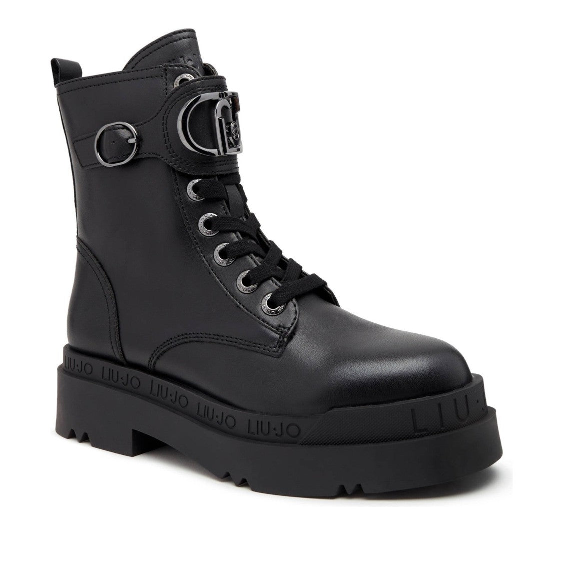 Liu Jo Black Love 40 Leather Chunky Sole Boots