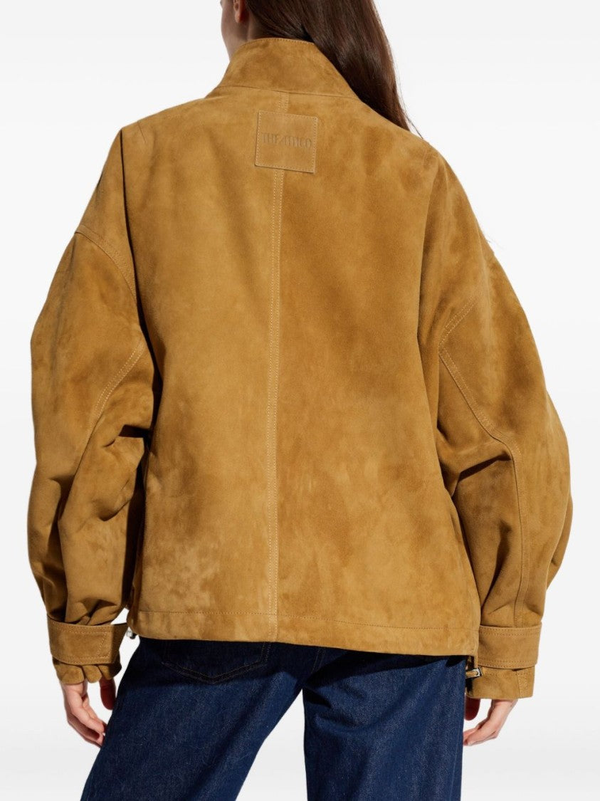 The Attico Refined Beige Lamb Leather Jacket With Structured Silhouette