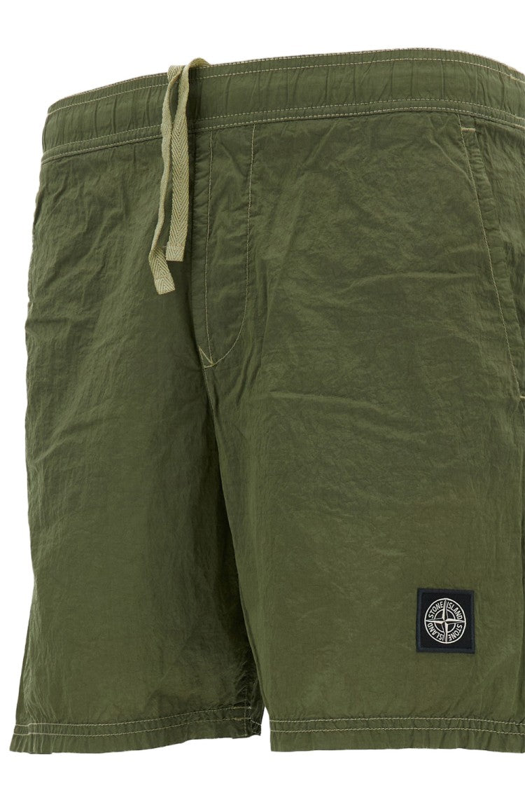Stone Island Iridescent Green Swim Shorts With Eco-Sustainable Design