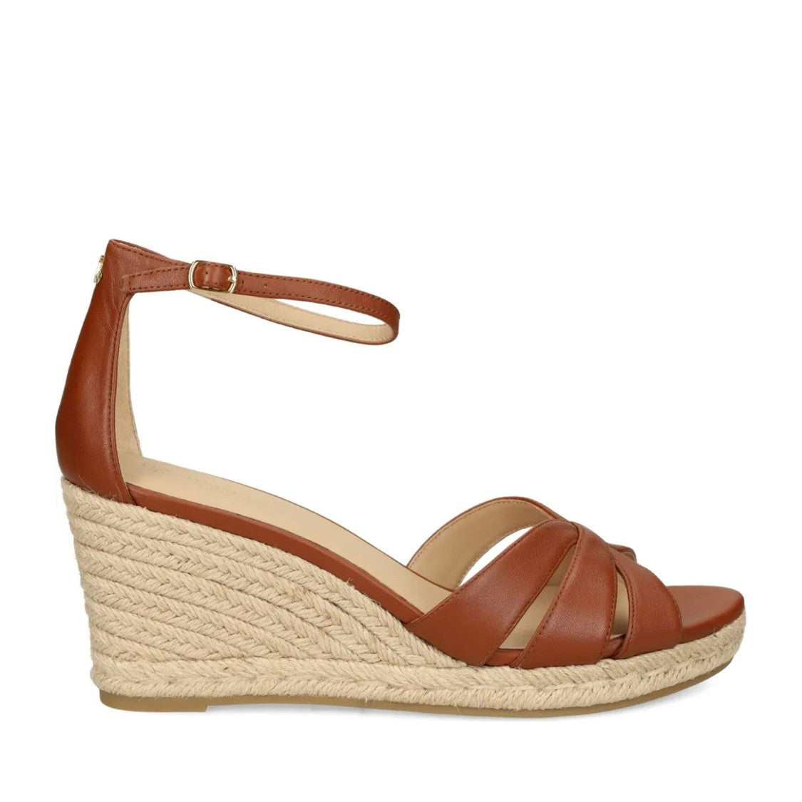 Lauren Ralph Lauren Brown Nellie Leather Crisscross Wedge Espadrilles