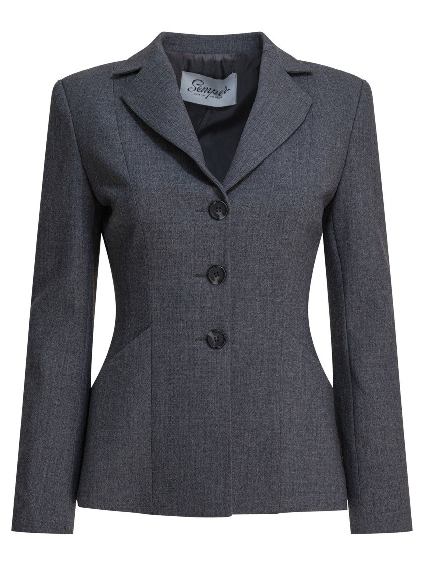 Semper Single-Breasted Blazer With Classic Lapels