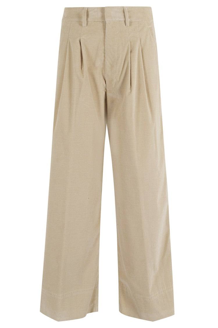 Dondup Beige Wide-Leg Chino Pants With Low-Rise Waist