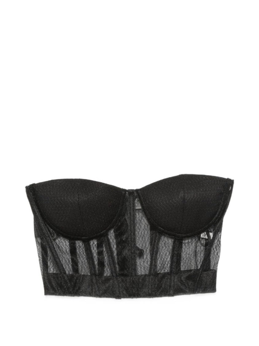 Elisabetta Franchi Sheer Mesh Strapless Bustier Tank Top