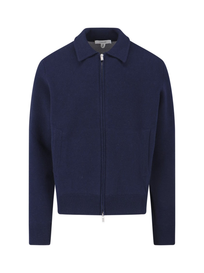 Lardini Wool Zip Jacket – Navy Blue