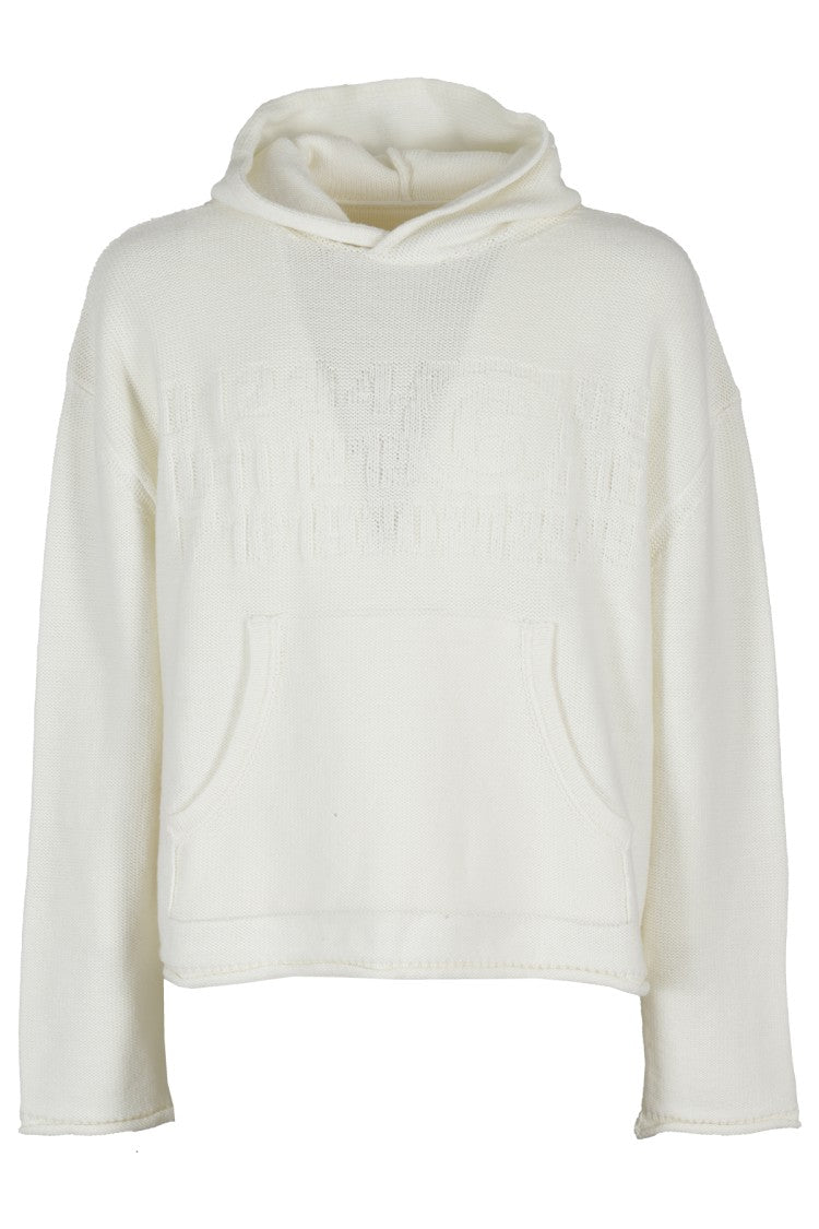Mm6 By Maison Margiela Embossed Logo White Hooded Sweater