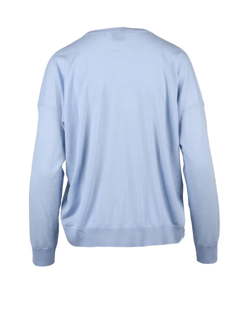 Eleventy Sky Blue Women Wool V-Neck Pullover