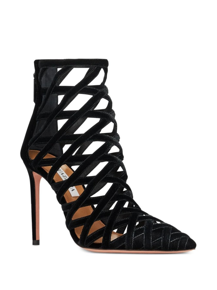 Aquazzura Interwoven Velvet Ankle Boots