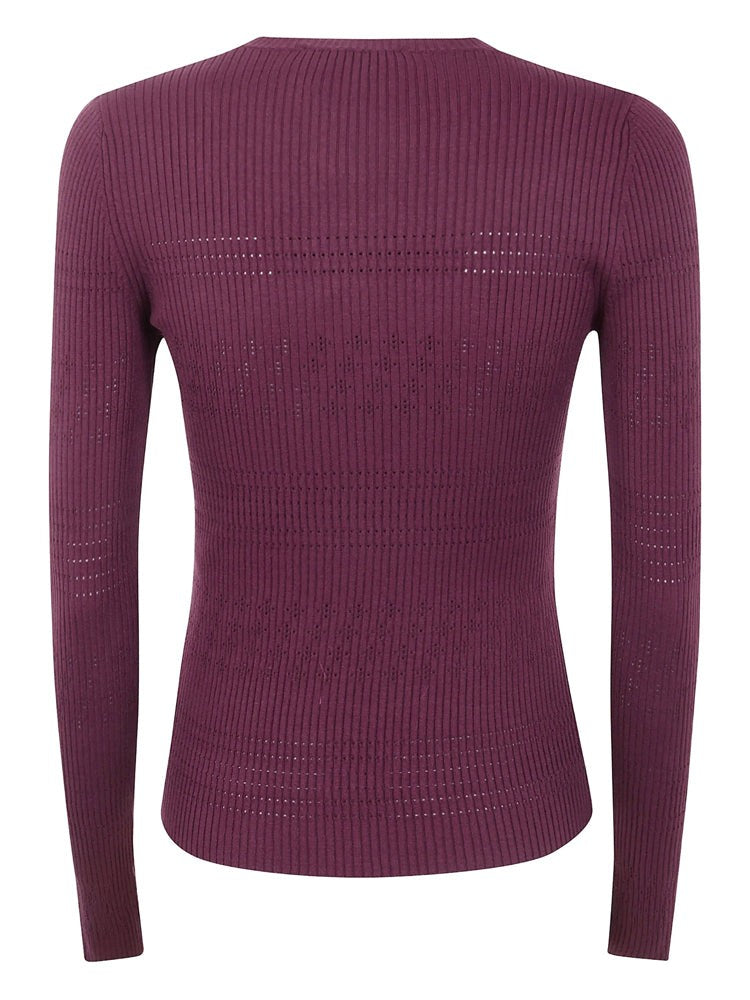 Twin-Set Ribbed Knit Sweater With Subtle Perforated Detailing