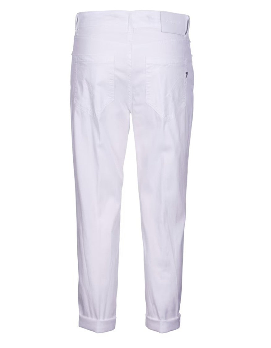 Dondup Cropped White Jeans With High-Rise Waist