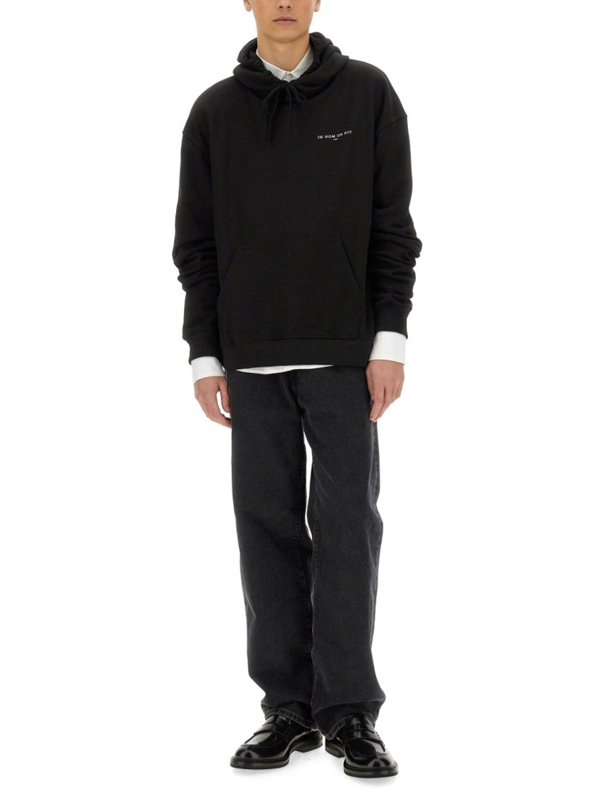 Ih Nom Uh Nit Relaxed Fit Black Hoodie With Graphic Design