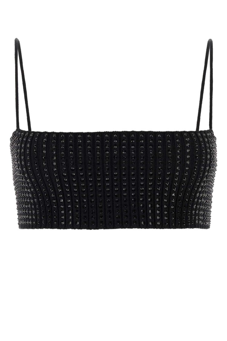 Alexander Wang Embellished Stretch Nylon Crop Top
