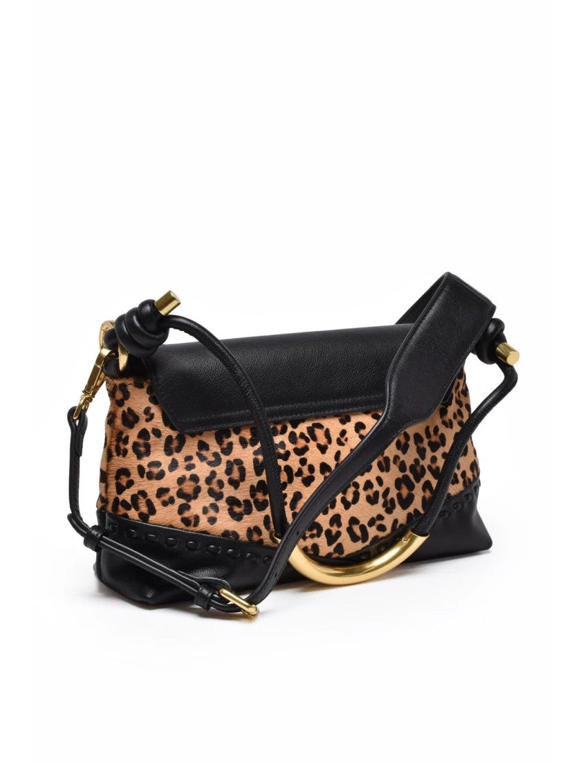 Ermanno Firenze Alicia Cavallino Shoulder Bag With Leopard Pony Print