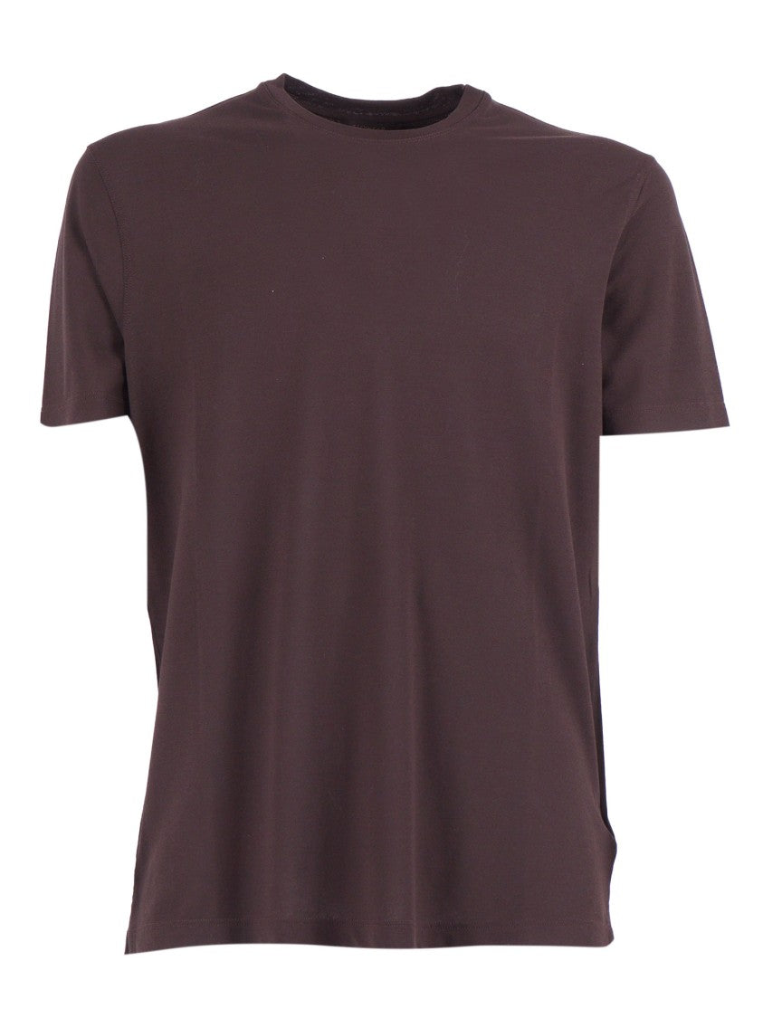 Slowear Zanone Brown Cotton Crew Neck T-Shirt